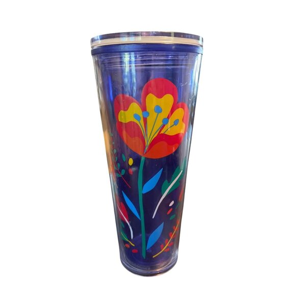 Starbucks Other - Starbucks 2018 Floral Clear Blue 24 Oz Tumbler With Lid No Straw BPA-Free